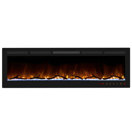 Cheerway 72 Inch Electric Fireplace, Recessed Fireplace Insert and Wall Mount Fireplace Heater with Remote & Touch Control, Adjustable Flame Color & Brightness, Log Set & Crystals, Child Lock & Timer Cheerway