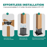 TOPTGO 3 PCS Pergola Brackets Kit,15° 4-Way Slanted Roof Pergola Bracket Set 4x4 (Actual: 3.5x3.5 in),Angle Corner Bracket with Post Base for Wooden Beams Lumber Gazebos Patio Pergola Sheds TOPTGO