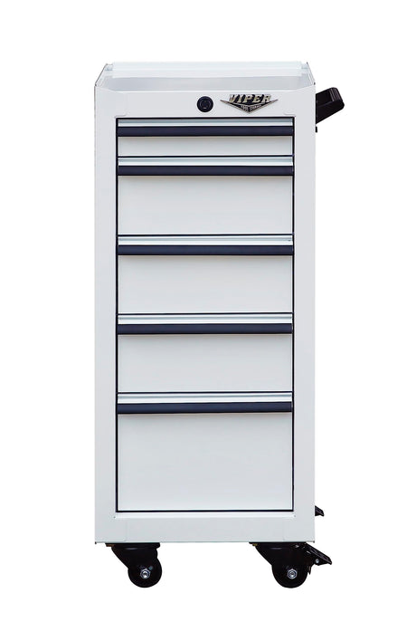 Viper Tool Storage 16-Inch 5-Drawer Rolling Steel Cart, White Viper Tool Storage