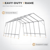 MELLCOM 13 x 20 FT Heavy Duty Carport, Portable Garage with All-Steel Metal Frame & Vents, Anti-Snow Car Canopy Outdoor Storage Shelter shed for Car, Truck, Boat MELLCOM