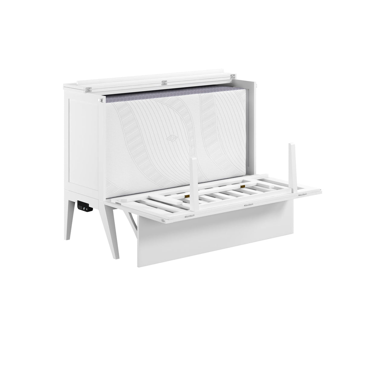 AFI, Northampton Full Size Murphy Bed Desk with Memory Foam 6" Mattress and Built-in USB Charger, White AFI