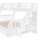Twin-Over-Full Bunk Bed with Stairs and Storage by Harper & Bright Designs - Solid Wood Frame in White Harper & Bright Designs