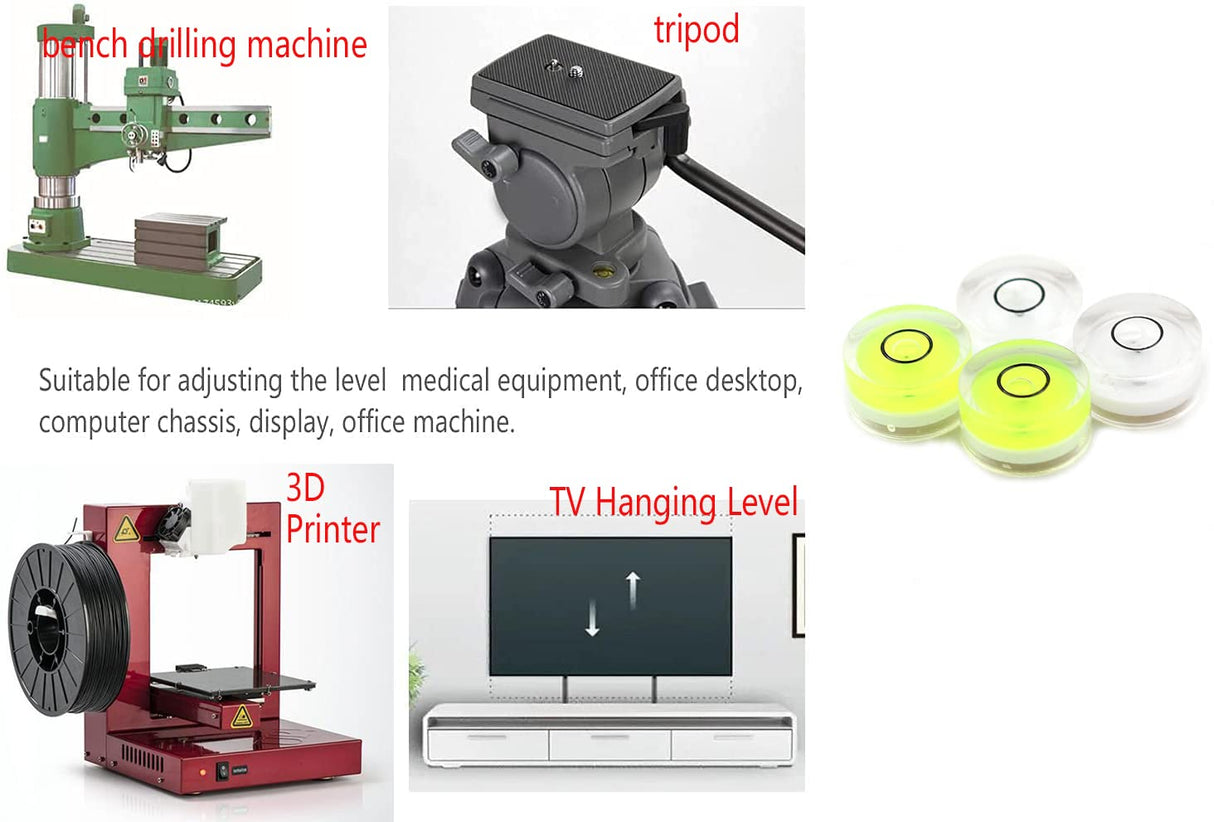 Preamer Plastic Circular Vial Spirit SmallBubble Level Rv bubble leveler Picture Hanging Level Tool for 3D Printer Camera Tripods, Ø15x8mm, 30′/2mm, 4 Pics Preamer