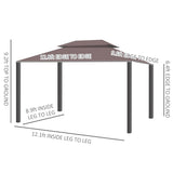 Outsunny 10' x 13' Patio Gazebo, Outdoor Gazebo Canopy Shelter with Netting and Curtains, Aluminum Frame for Garden, Lawn, Backyard and Deck, Coffee Outsunny