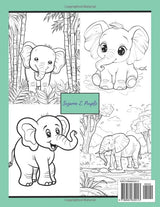 Elephant Coloring Book: Easy Coloring Book: Cute Elephants Coloring Book, 43 Designs Majosta