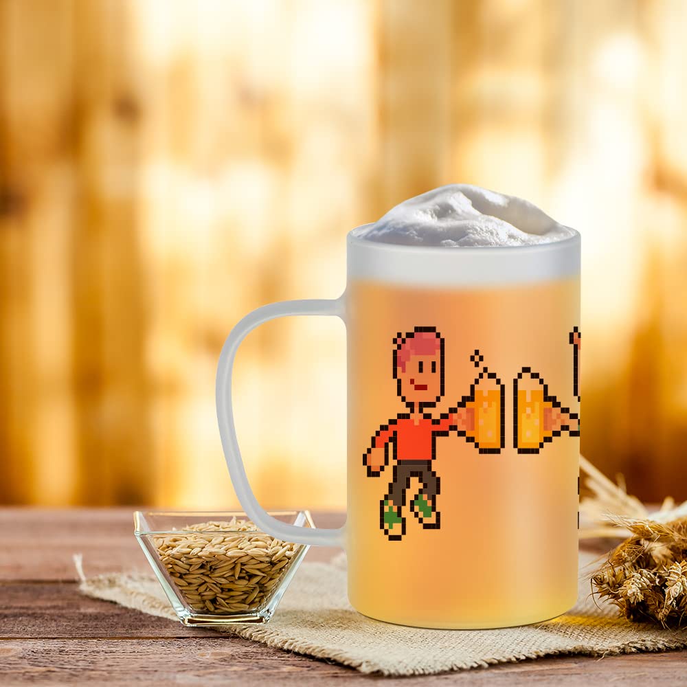 PYD Life Sublimation Glass Blanks Mug Frosted Glass Tumblers 18 OZ Coffee Beer Mugs Cups with Handle for Cricut Mug Press and Tumbler Heat Press 4 Pack PYD Life