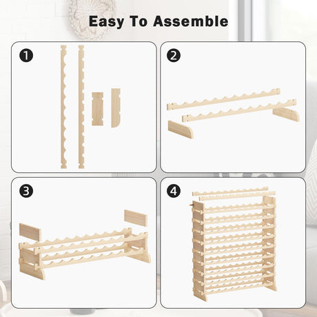 SDHYL 120 Bottles-12 Rows Stackable Modular Wine Holder Rack, Wine Storage Rack, Solid Wooden Wine Display Shelves (12 Rows x 10 Bottles/Row) SDHYL