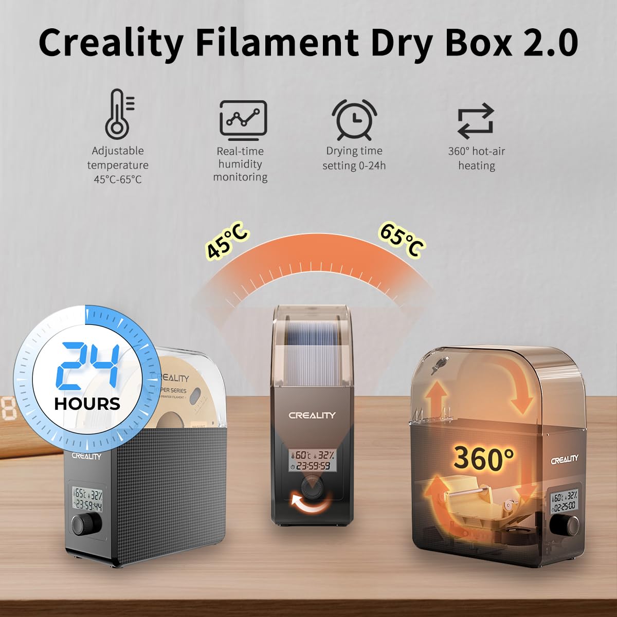 Creality Official Filament Dryer Box 2.0 with Fans, Upgraded Filament Dry Box Pro 1KG 3D Printer Filament Storage Keep Filament Dry During 3D Printing Filament Dehydrator for PLA PETG ABS TPU - WoodArtSupply