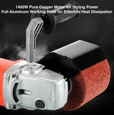 Handheld Electric Sander Tool, 8 Variable Speed Polisher, 1400W Polishing Machine, Surface Prep Burnishing Tool with 4 X 4.7” Polishing Wheel for Metal Stainless Steel Wood Ceramic Tiles WQV