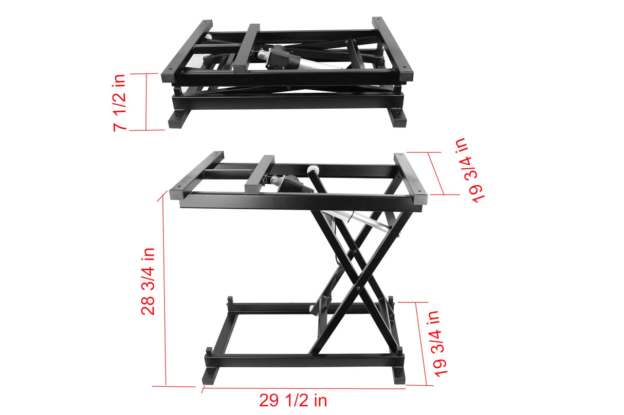 ECLV 30'' Electric Manual Control Dining Table Coffee Table Lift,Black,110V-240V,Working Platform Computer Desk Electronic Scissor Lift with 2 USB Charger Ports,200LBS Weight Capacity ECLV