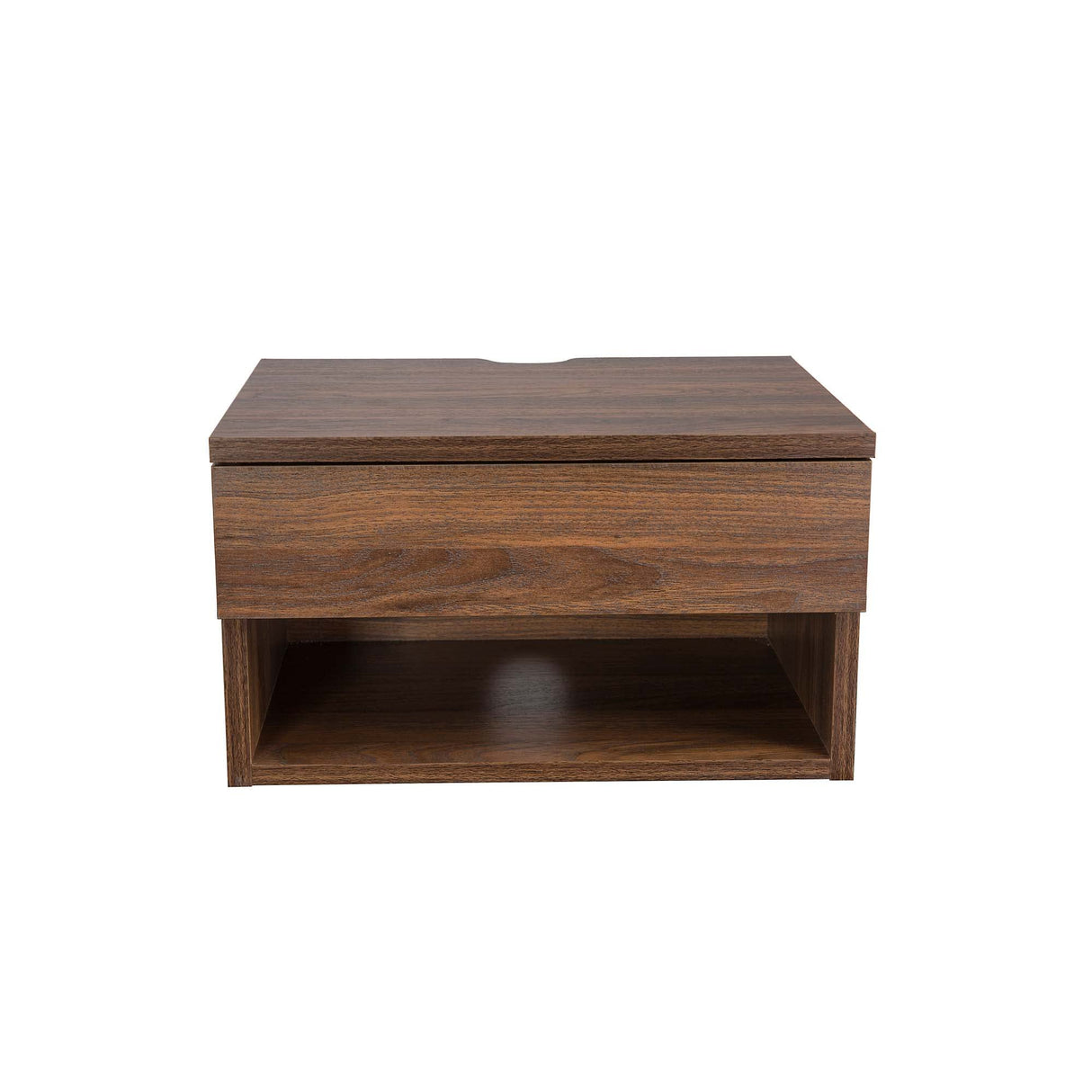 Nathan James Jackson Wall Mounted Floating Bedroom Nightstand with Storage Drawer and Modern Open Shelf Cubby, Dark Brown Walnut Nathan James