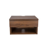 Nathan James Jackson Wall Mounted Floating Bedroom Nightstand with Storage Drawer and Modern Open Shelf Cubby, Dark Brown Walnut Nathan James