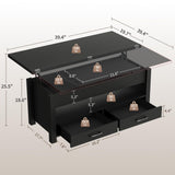 Garvee 40" Coffee Table Lift Top, Multi-Function Convertible Coffee Table with Drawers and Hidden Compartment, Converts to Dining Table for Living Room, Black Garvee