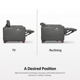 MCombo Zero Wall Recliner Chair, Wall Hugger Power Recliner Chair with Adjustable Headrest, High Wood Leg, USB Charge Ports, for Living Room, Small Spaces, HL128 (Faux Leather, Dark Grey) MCombo