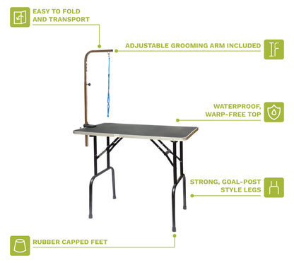 Go Pet Club - 30 Inch Dog Grooming Table - Pet Grooming Table - Foldable, Adjustable Arm, Portable, Non-Slip Grooming Table for Dogs at Home - Black - WoodArtSupply