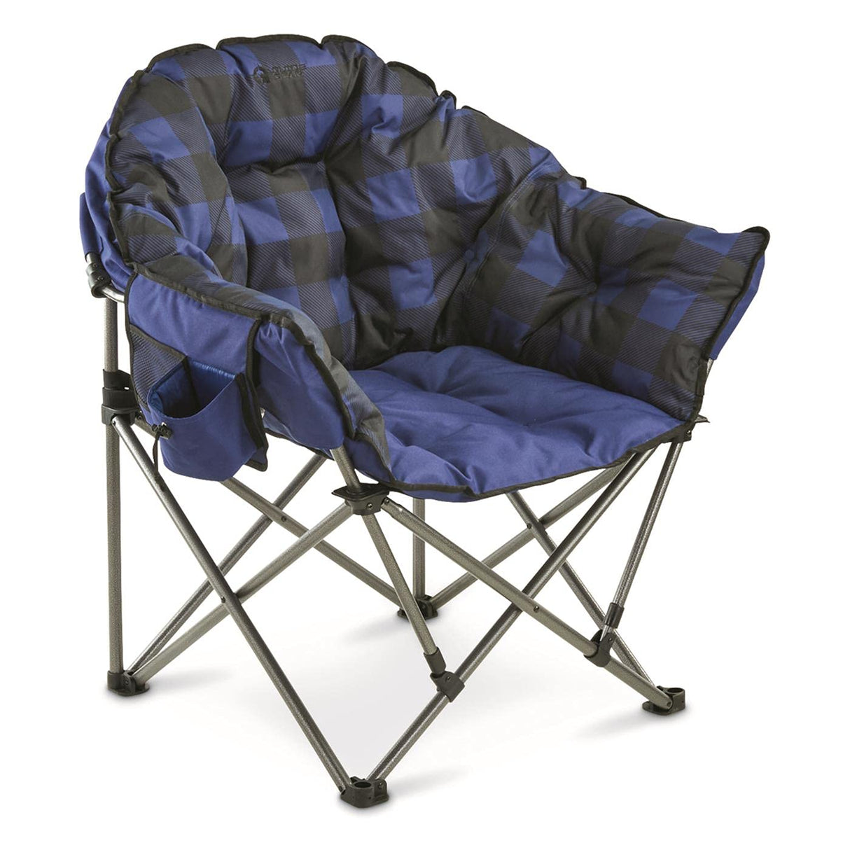 Guide Gear Club Camping Chair, Oversized, Portable, Folding with Padded Seats, 500-lb. Capacity Blue Plaid Guide Gear