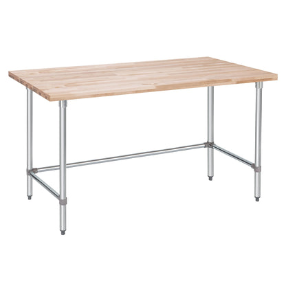 US Maple Top Work Table - 30 x 72 x 35 Inch Commercial Butcher Block Wooden Workbench with Open Base Stabilizing Leg Cross Braces - Fits Restaurant, Warehouse, Home, Kitchen, Garage by DuraSt - WoodArtSupply