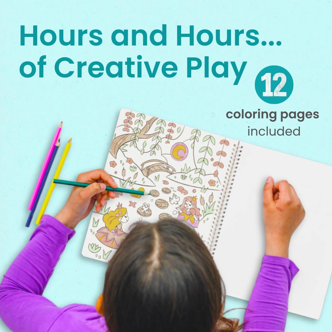 Princess Sticker Book Activity for Kids, World of Princesses by Cupkin, Toddler Airplane Travel Essentials, 500+ Stickers for Kids 12 Scenes + Coloring Book Pages, Girly Kid Gift, Crafts Ages 2-8 CUPKIN