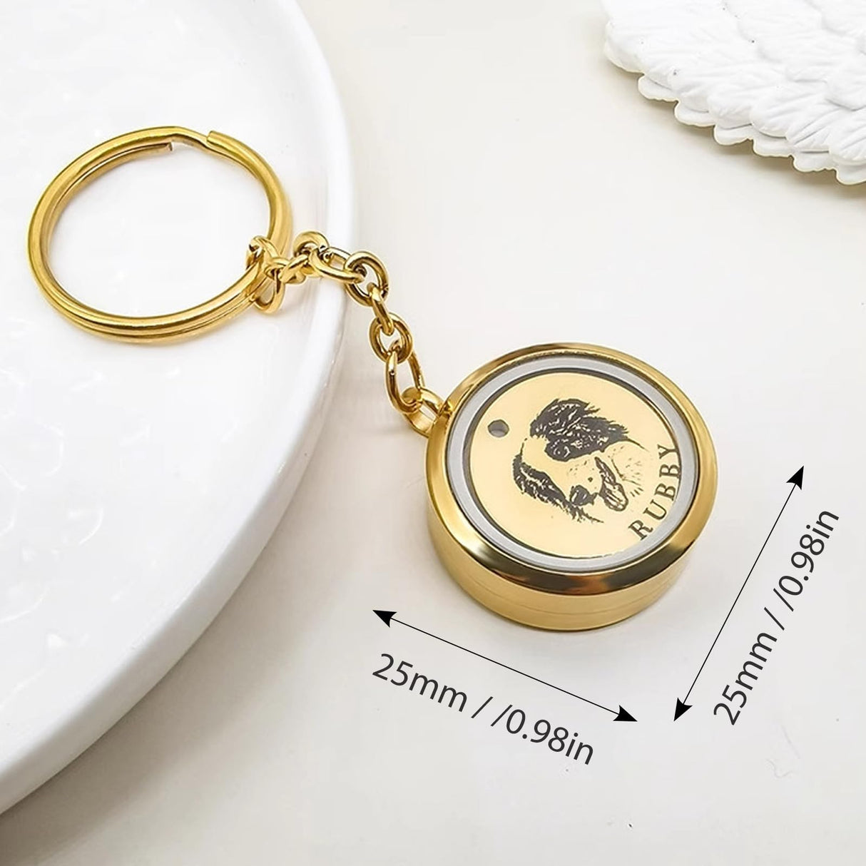 Overket Custom Furever Keychain with Photo & Name, Personalized pet hair keepsake fur locket keychain, Pet Memorial Keepsake Keychain Gifts, Loss of Dog Sympathy Gift (Pet Fur Keepsake) Overket