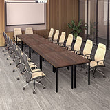 Bonzy Home Conference Tables 18ft Office Computer Desk for Meeting Room Study Writing Printer Table Meeting Seminar Table for 20 People Rustic Vintage Walnut 8PCS 220.4"x47.2"x29.5" Bonzy Home
