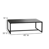 EMMA + OLIVER All-Weather Commercial Grade Indoor/Outdoor Steel Patio Coffee Table in Black EMMA + OLIVER