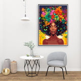 DIY African Woman Paint by Numbers for Adults Canvas, Flowers and Girl Paint by Number Kits on Canvas - Frameless Oil Painting Kits Arts and Crafts for Home Decor Present 16x20 inch Clendo