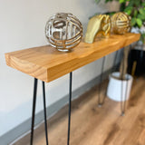 Kirpi Entryway Console Table Solid Wood, Narrow Sofa Table Midcentury Modern Live Edge, 40-inch Rustic Wood Hallway Table, Entry Table Farmhouse, Kirpi