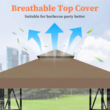 Gazebo Canopy Replacement 118"x118" Outdoor Canopy Shelter for Smaller 10x10ft Top Double Tiered Canopy Cover ERFEI