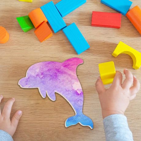 BENECREAT 3Pcs Dolphin Wooden Cutouts, 7.7x7.6inch Unfinished Wooden Sea Animal Cutouts, Wooden Pieces for DIY Summer Beach Decor, Wooden Signs and Handmade Decorations BENECREAT