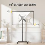 AM alphamount TV Floor Stand for 13-50 inch Flat/Curved TVs up to 44 lbs, 8 Level Height Adjustable Monitor Floor TV Stand with VESA 200x200, Portable TV Mount Stand for Living Room, Bedroom, Office AM alphamount