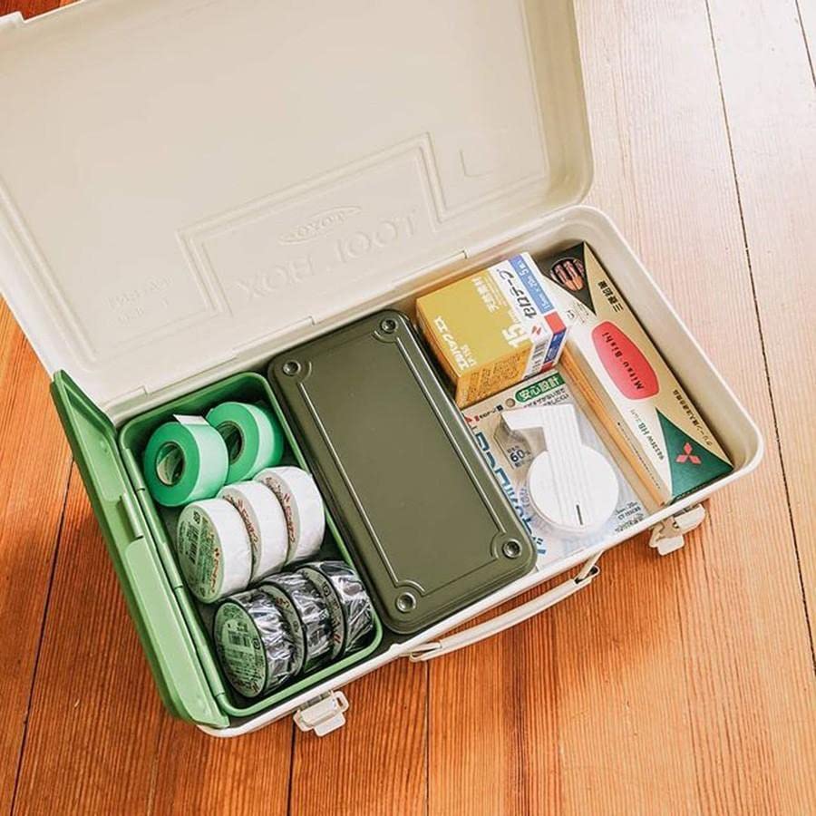 toyo steel tool box T-190 MG (MILITARY GREEN) H7.99×W4.29×D2.20inch Steel Trunk For Pegs, Metal fittings, Pen, Accessory, And Utility Knife Made In Japan toyo steel tool box