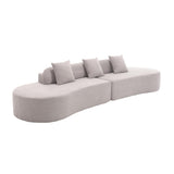 FANYE Modern Symmetrical Modular Curved Lounge Sectional Sofa with 3 Pillows, Living Room Boucle Upholstered Foam Couch Free Combination Deep Seat Cloud Sofa&Couch for Home Apartment, 130.5", Grey FANYE