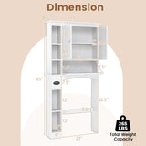 Giantex Over The Toilet Storage Cabinet, 31.5''W Freestanding Space Saver with Doors, Adjustable Shelf & Toilet Paper Holder, Over Toilet Bathroom Organizer for Laundry, Restroom, White Giantex