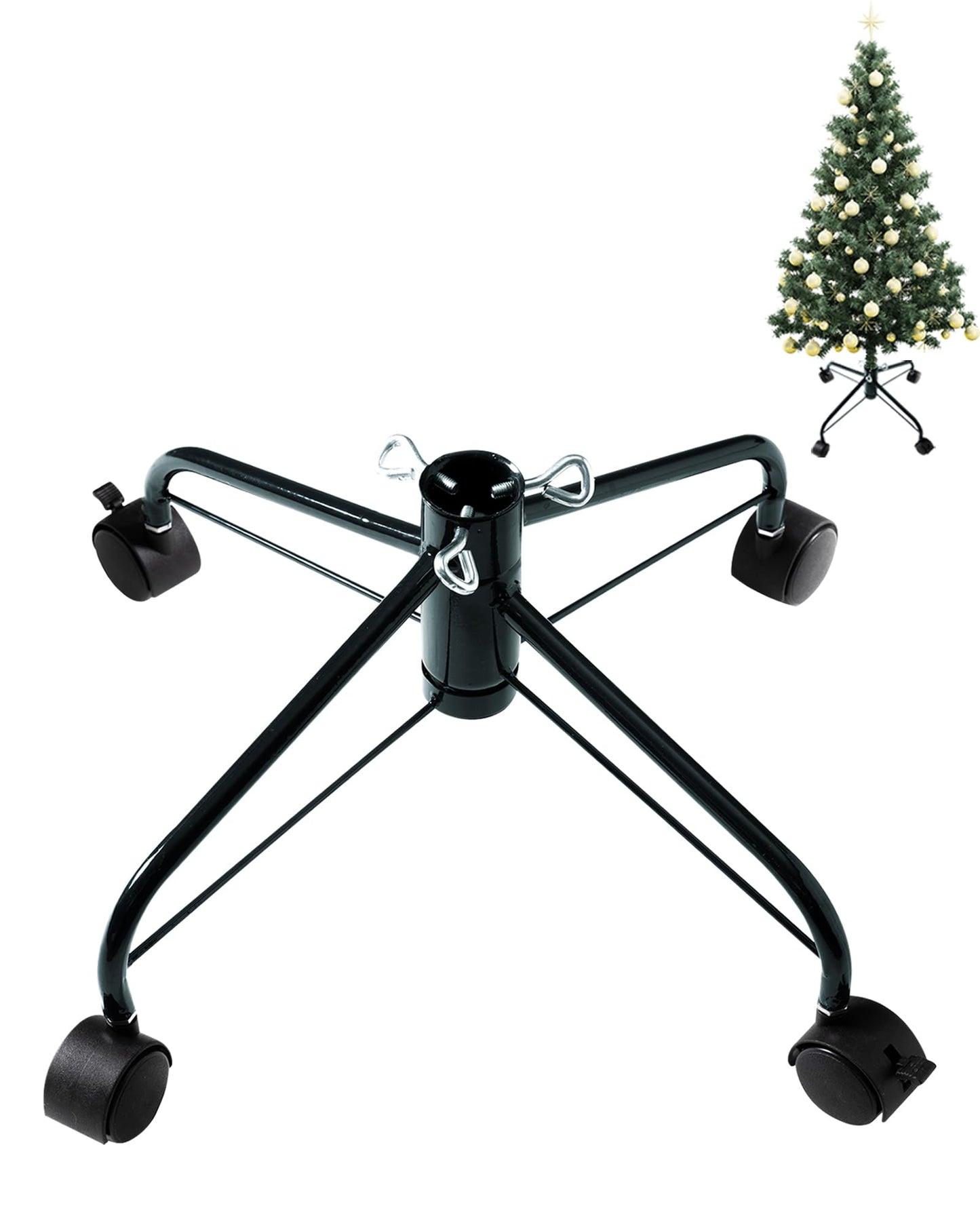 Christmas Tree Stands for Artificial Trees, Artificial Christmas Tree Stand with Wheels,Rolling Christmas Tree Base for 3 Ft to 6 Ft Artificial Christmas Trees, fits 0.5-1.25 Inch Tree Pole, Green