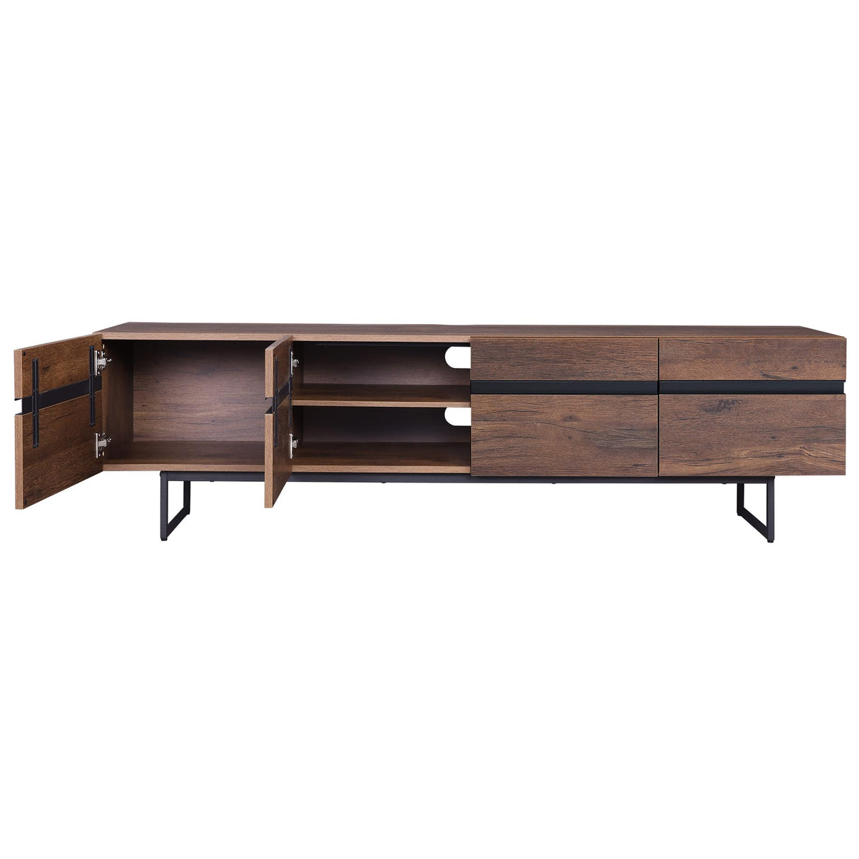 WAMPAT Modern TV Stand for up to 75 inch, Wooden Entertainment Center TV Console with Storage Cabinets Media Console for Living Room,Brown WAMPAT