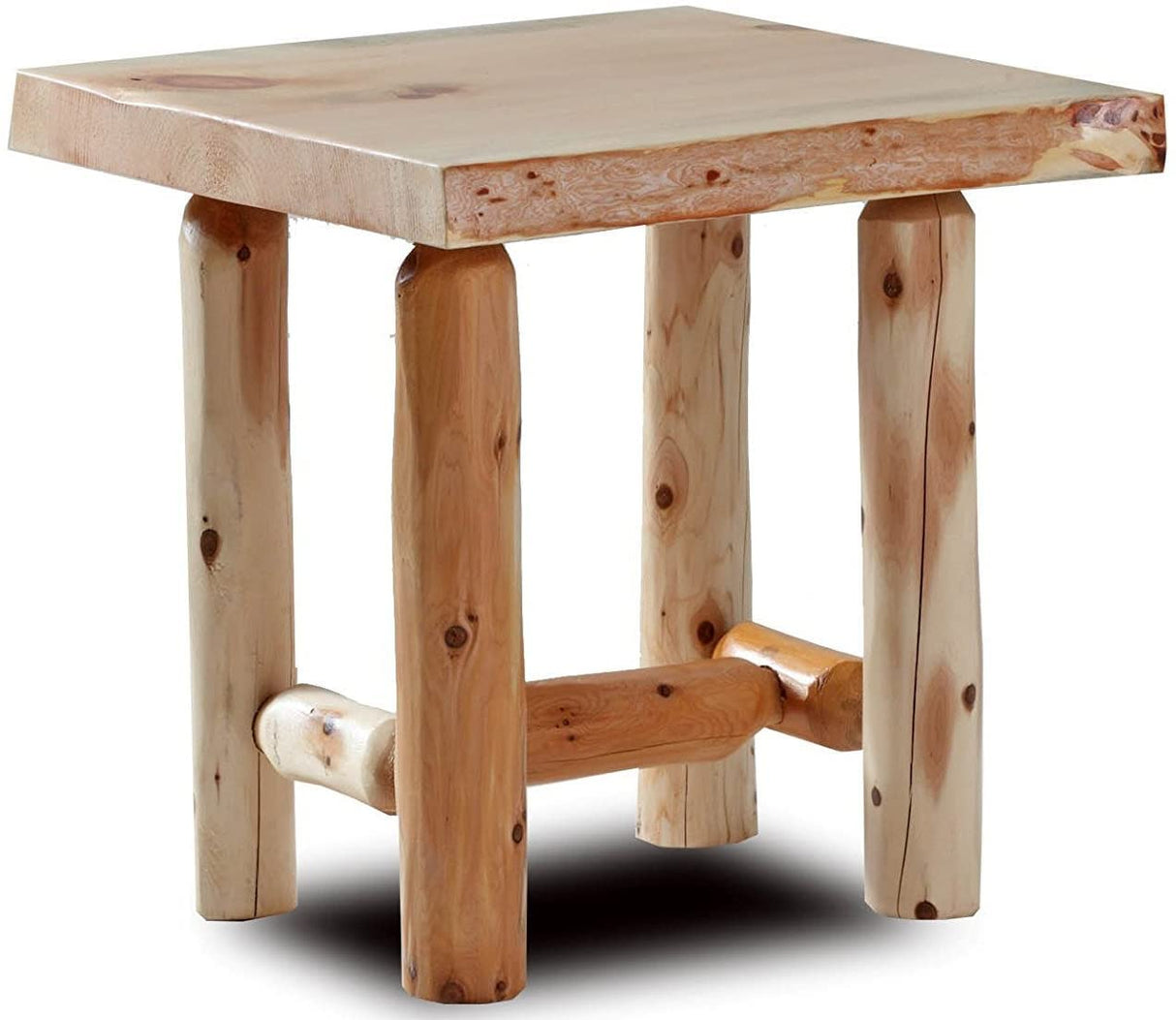SRL Rustic Log End Table Pine & Cedar – Small Indoor End Table, Wood End Table, Lamp Table, Plant Table, Night Stand Table (Natural) Southern Rustic Logwerks