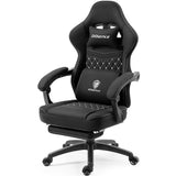 Dowinx Gaming Chair Breathable Fabric Computer Chair with Pocket Spring Cushion, Comfortable Office Chair with Gel Pad and Storage Bag,Massage Game Chair with Footrest,Black Dowinx