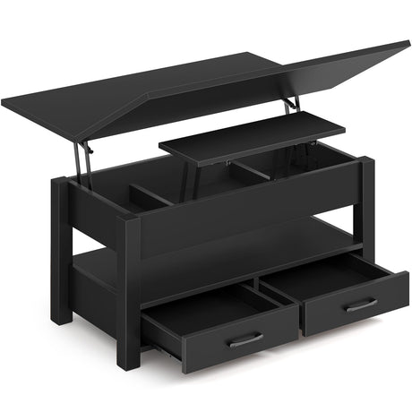 Rolanstar Coffee Table Lift Top, Multi-Function Convertible Coffee Table with Drawers and Hidden Compartment, Coffee Table Converts to Dining Table for Living Room, Home Office,Black Rolanstar