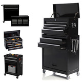DYneeds 8-Drawer High Capacity Rolling Tool Box, Removable Cabinet Storage Tool Chest with Wheels and Drawers, Detachable Toolbox with Lock for Mechanics Garage Workshop (Black) DYneeds