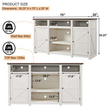 IFGET Farmhouse TV Stand for TVs Up to 80 inches, 39" Tall Highboy Entertainment Center w/Barn Door, Large Wood Rustic TV Console Cabinet w/Adjustable Shelves for Living Room, 70inch, White IFGET