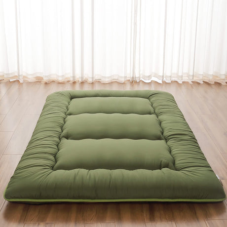 Zelladorra Japanese Floor Mattress, Futon Mattress with Portable Storage Bag, Roll Up Mattress Thick Tatami Mattress Suitable for Camping, Guest Room, Green, Twin Zelladorra