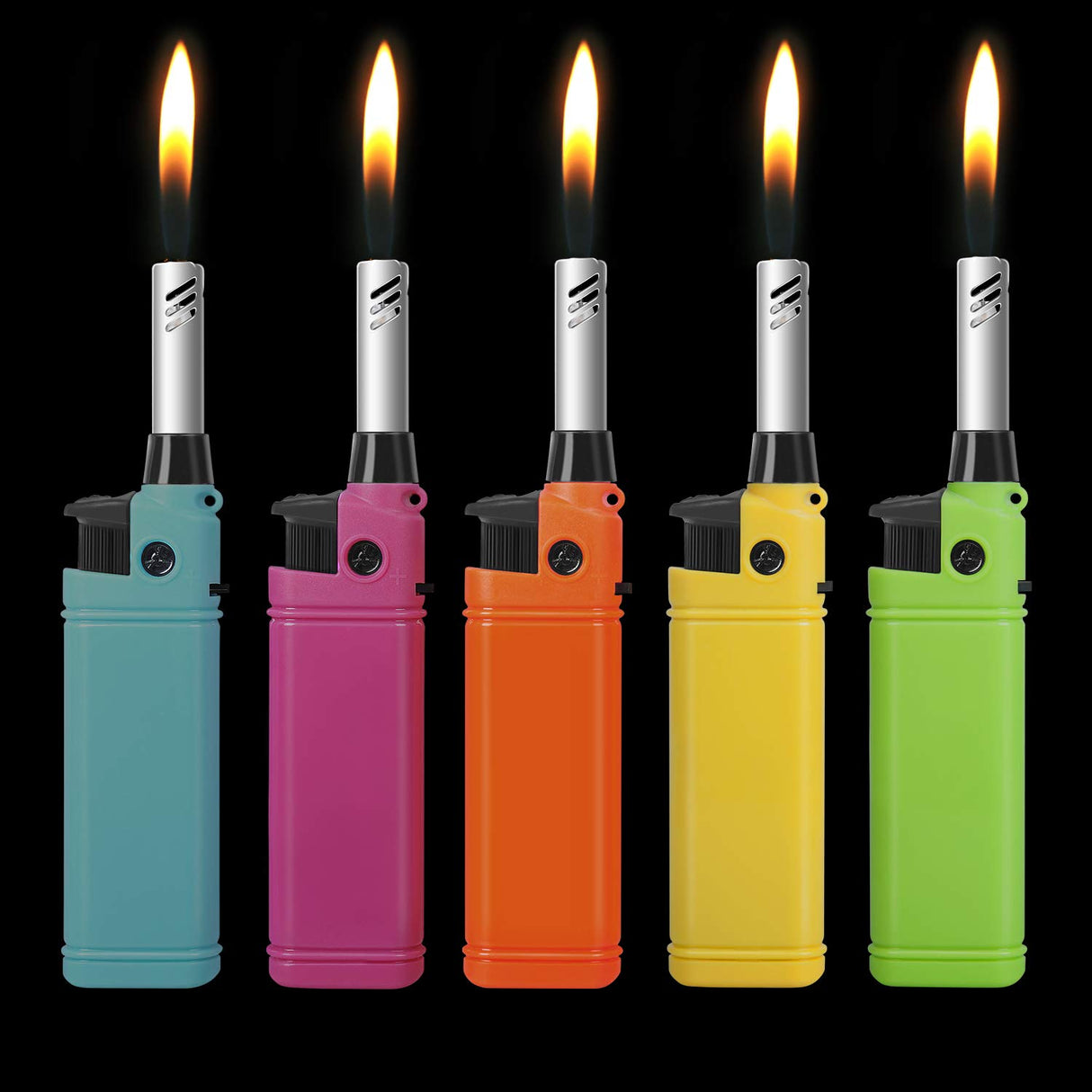 Navpeak Mini Candle Lighter Multipurpose Lighter Utility Lighter with Extended Wand Handy Refillable for Kitchen Fireplace Pilot Light DIY BBQ Grill Stove 5 Pack (Butane Included) Navpeak