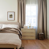 HOPUBUY Large Nightstand with Rattan Drawer, Modern 3 Drawer Night Stand for Bedroom, Wooden Bedside Table for Queen Size and King Size Bed,Oak HOPUBUY