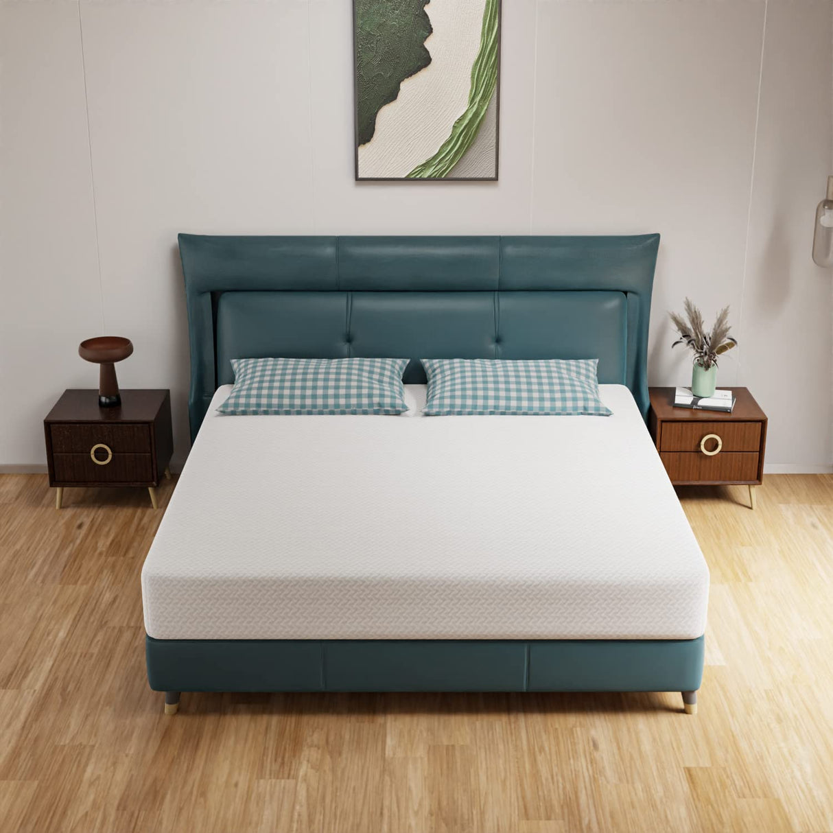 PayLessHere 10 Inch Mattress Green Tea Memory Foam Mattress CertiPUR-US Certified,Removable Soft Cover,Fiberglass Free,King mattresses for Bed Frame, Bunk Bed, Trundle, Daybed,White PayLessHere