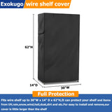 Exokugo Wire Shelf Cover,600D Heavy Duty 100% Waterproof Shelf Covers for Wire Shelving,Outdoor Storage Shelves Cover for Metal Rack,30" W x 14" D x 62" H,Black Exokugo