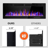VENDORZ Electric Fireplace 50 Inch Recessed and Wall Mounted, Ultra-Thin Inserts Electric Fireplace Heater with Remote Control, Timer, Adjustable Flame Colors Speed Brightness, Log & Crystal Options VENDORZ
