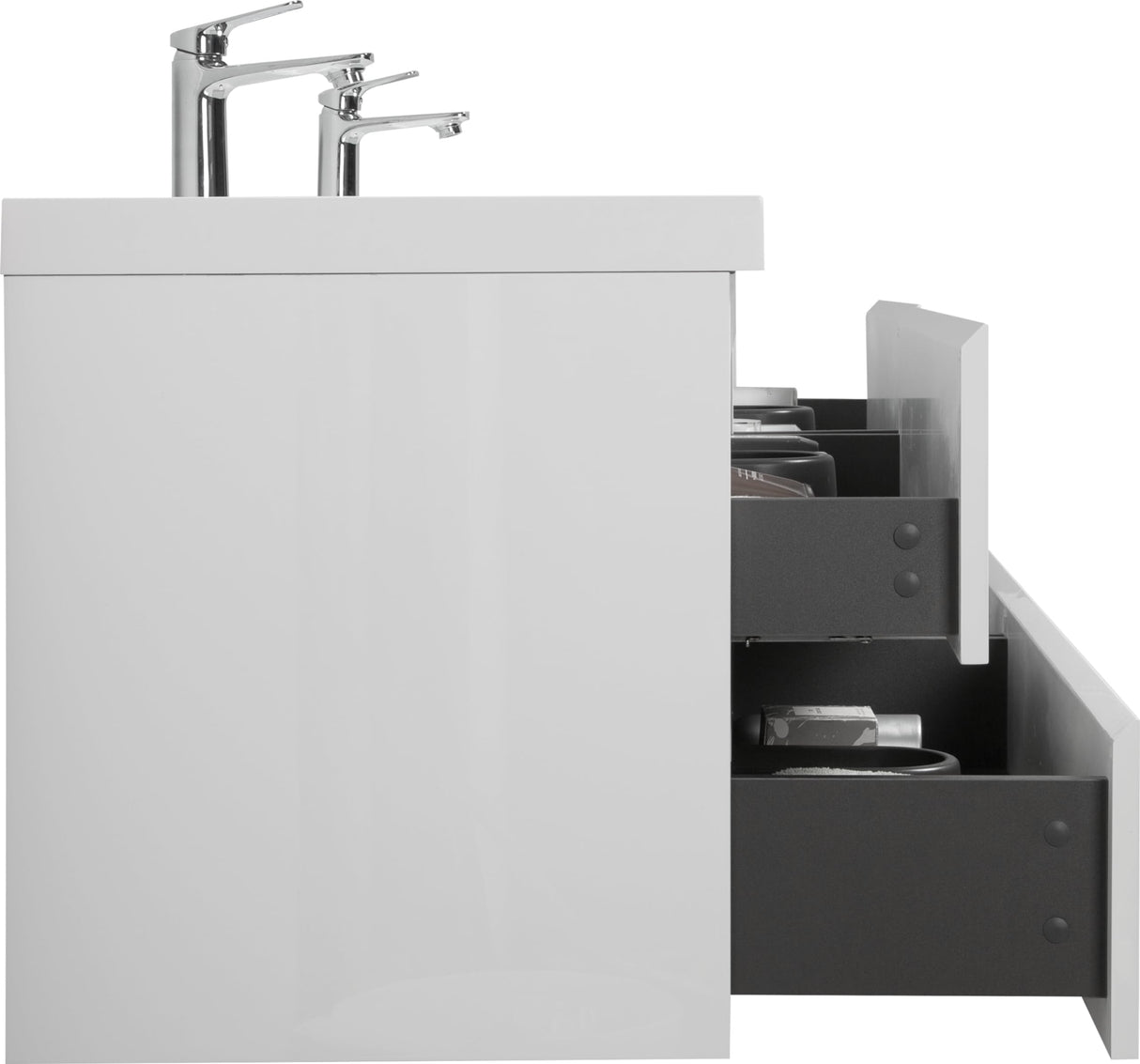 Gxcevsou 72" Floating Bathroom Vanity with Sink, Modern Wall-Mounted Bathroom Storage Vanity Cabinet with 2 Resin Top Basin and 4 Soft Close Drawers, Easy to Assemble, Glossy White Gxcevsou