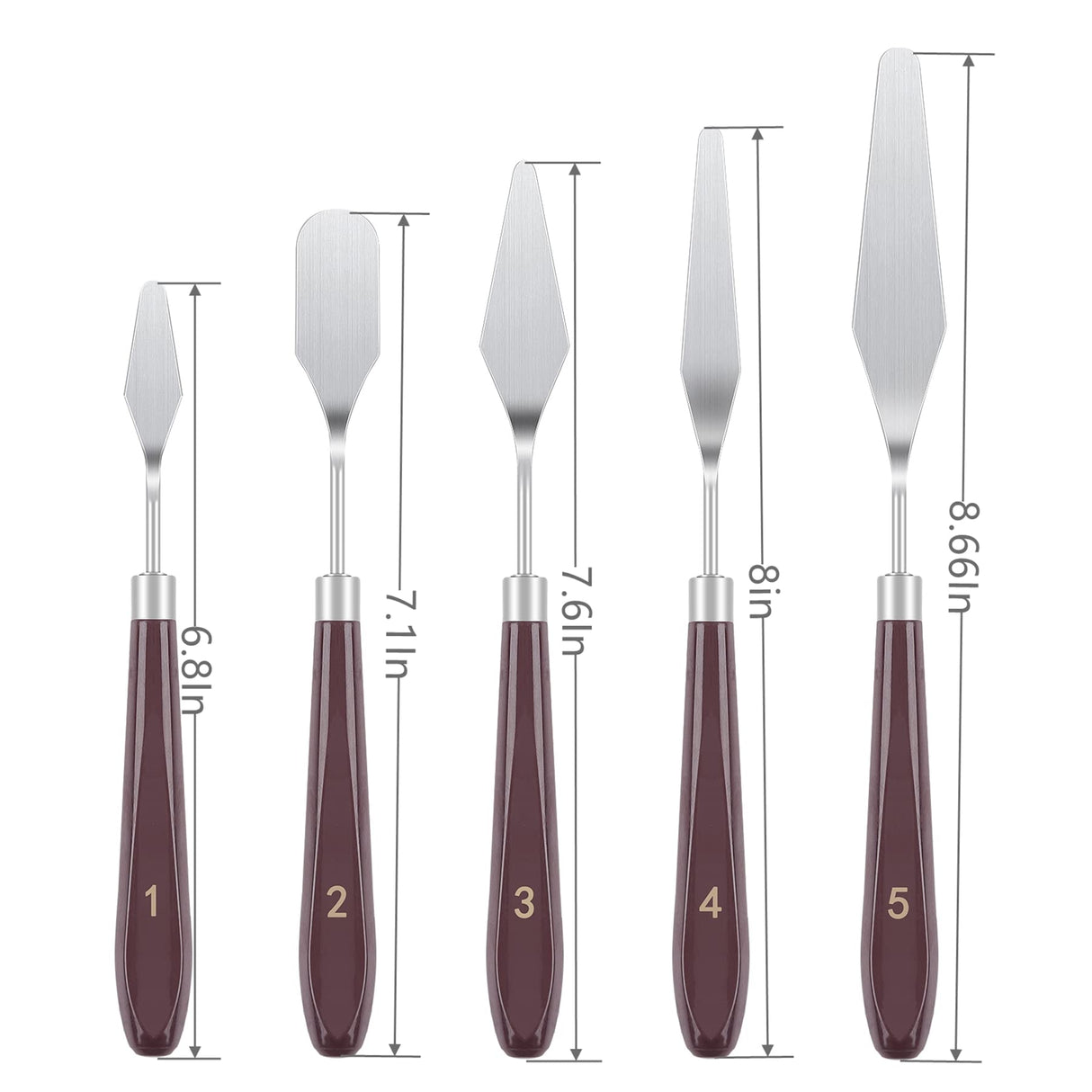 5 PCS Painting Knives Stainless Steel Spatula Palette Knife Oil Painting Accessories Color Mixing Set for Oil, Canvas, Acrylic Painting HAFILO