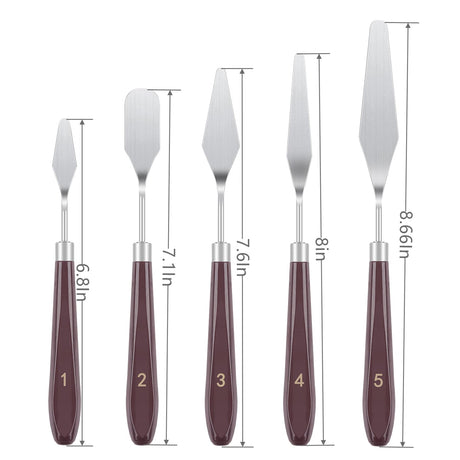 5 PCS Painting Knives Stainless Steel Spatula Palette Knife Oil Painting Accessories Color Mixing Set for Oil, Canvas, Acrylic Painting HAFILO