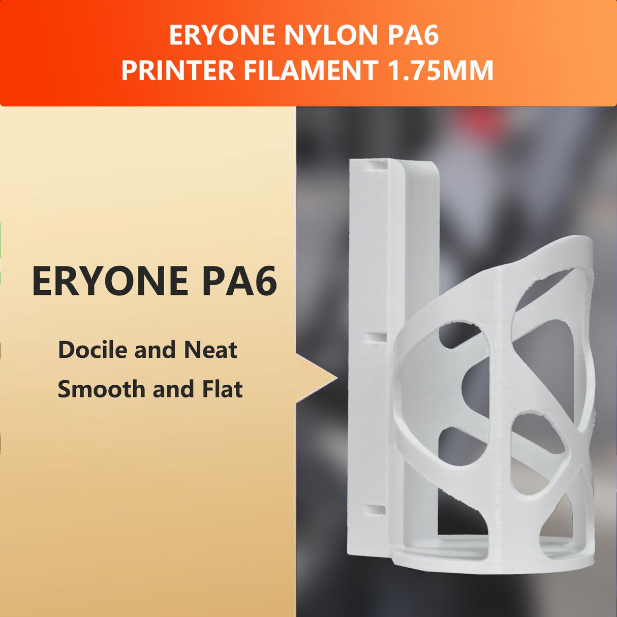 ERYONE PA6 Filament, 3D Printer Nylon Filament 1.75mm +/- 0.03mm, 1kg (2.2LBS)/Spool, Fit Most FDM Printer, PA6 White ERYONE